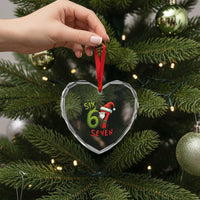 67 Six Seven Christmas Meme Heart Crystal Glass Ornament Funny Santa Xmas - Wonder Print Shop