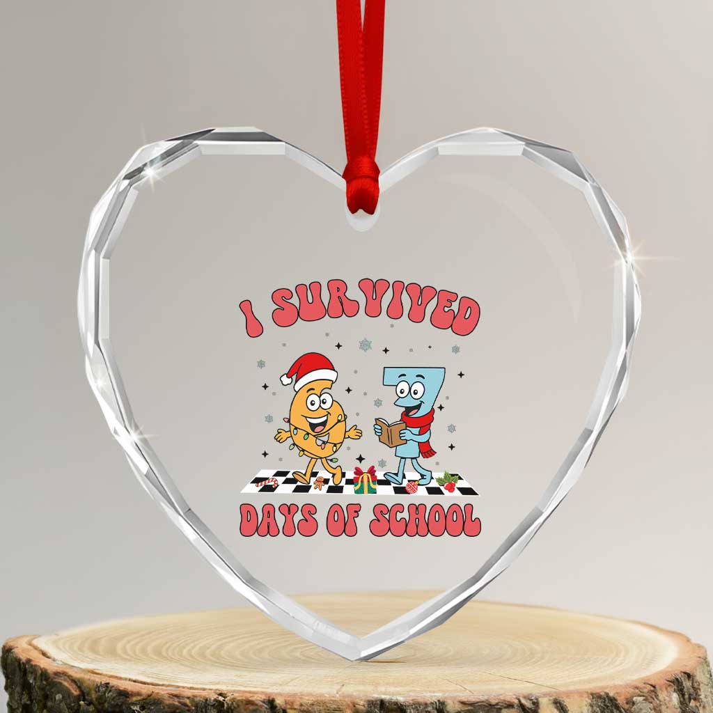67 Six Seven Christmas Meme Heart Crystal Glass Ornament I Survived Days Of School - Wonder Print Shop