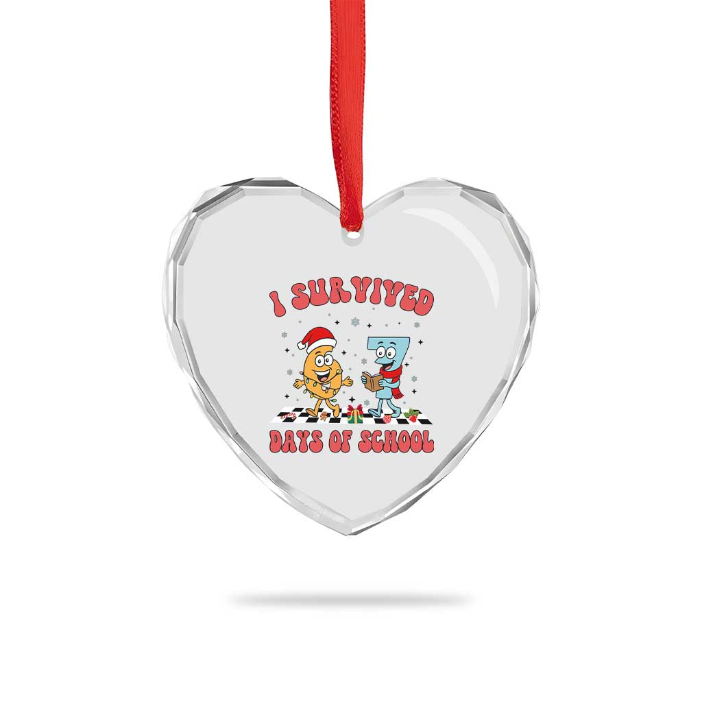 67 Six Seven Christmas Meme Heart Crystal Glass Ornament I Survived Days Of School - Wonder Print Shop