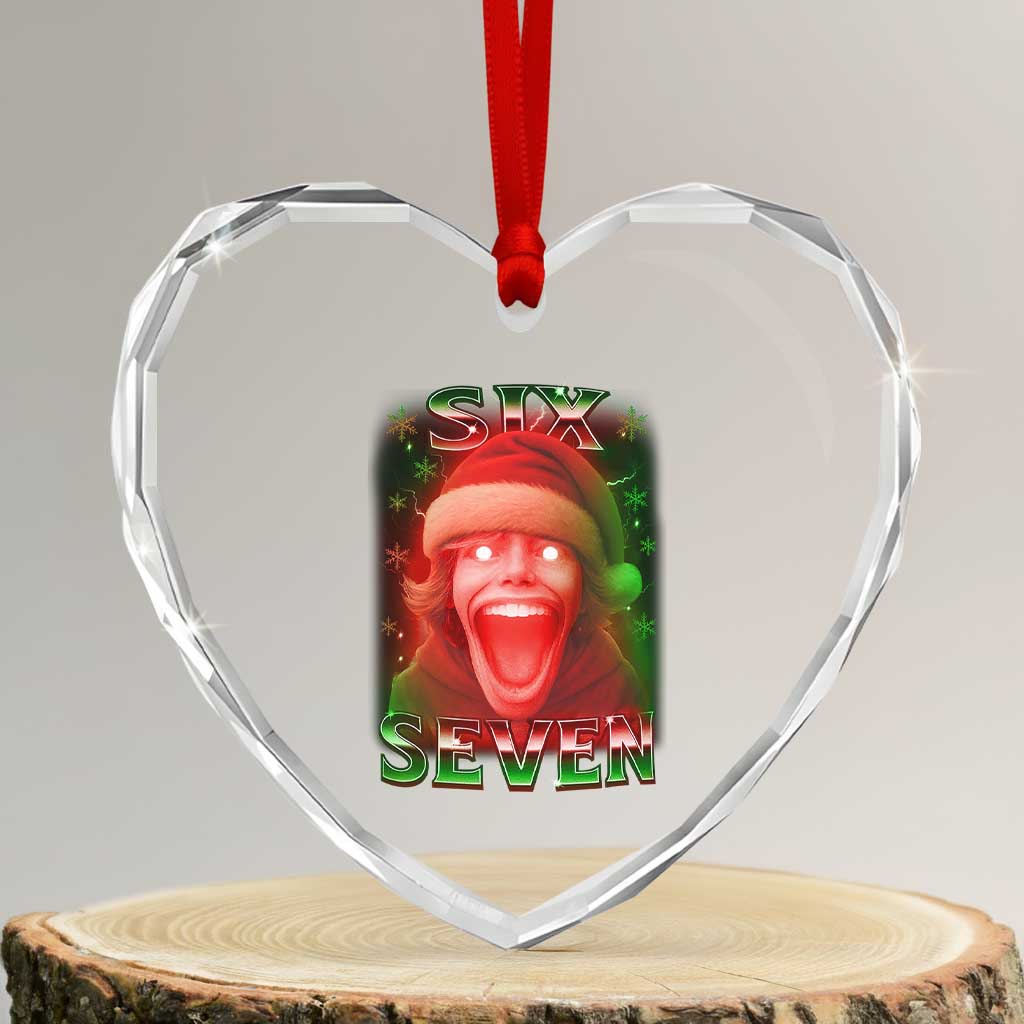 67 Six Seven Christmas Meme Heart Crystal Glass Ornament The Mason 67 Kid Gen Alpha Slang - Wonder Print Shop