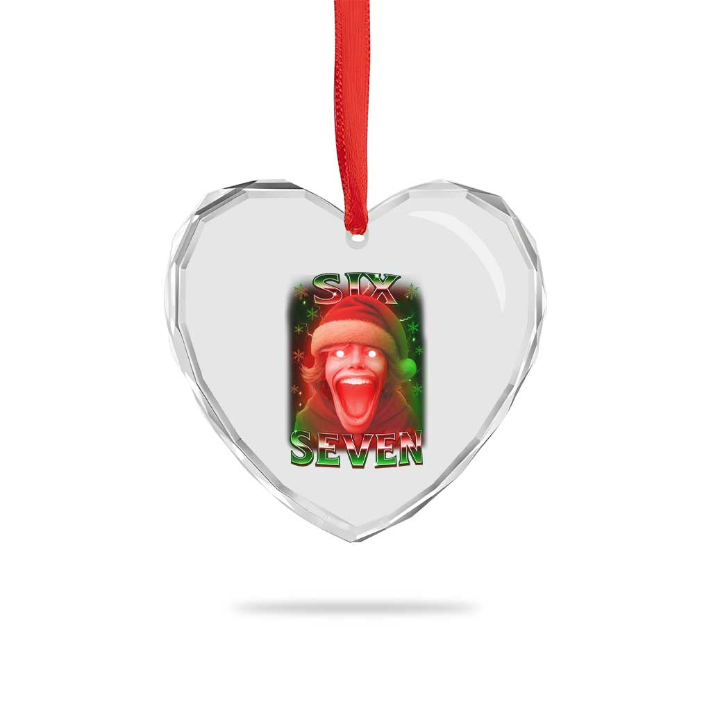 67 Six Seven Christmas Meme Heart Crystal Glass Ornament The Mason 67 Kid Gen Alpha Slang - Wonder Print Shop