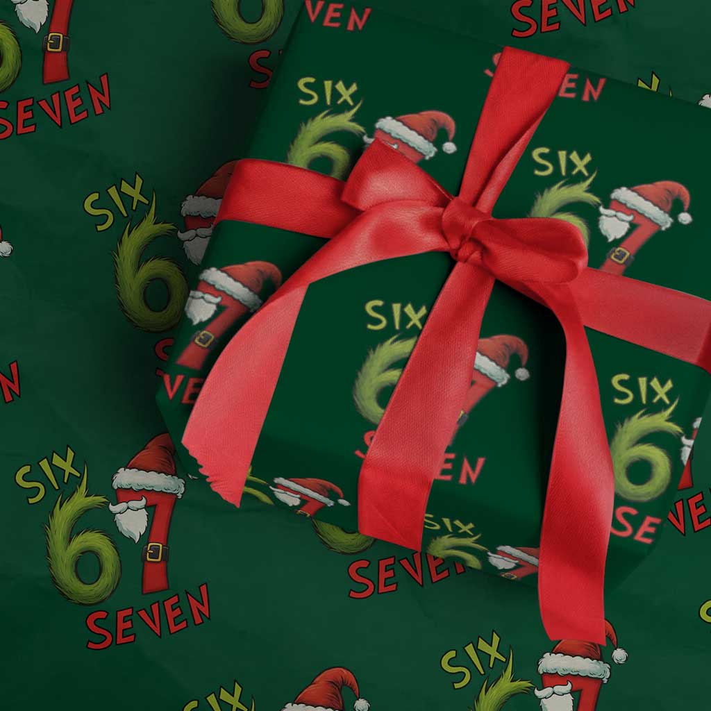 67 Six Seven Christmas Meme Wrapping Paper Roll Funny Santa Xmas - Wonder Print Shop