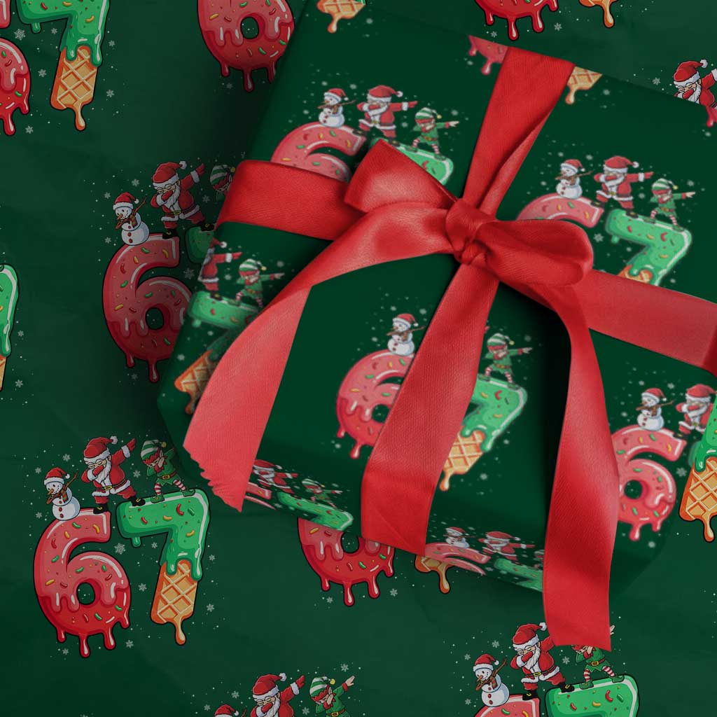 67 Six Seven Christmas Wrapping Paper Roll Funny Dabbing Santa Elf Friends 6 7 Meme Gen Alpha Slang - Wonder Print Shop