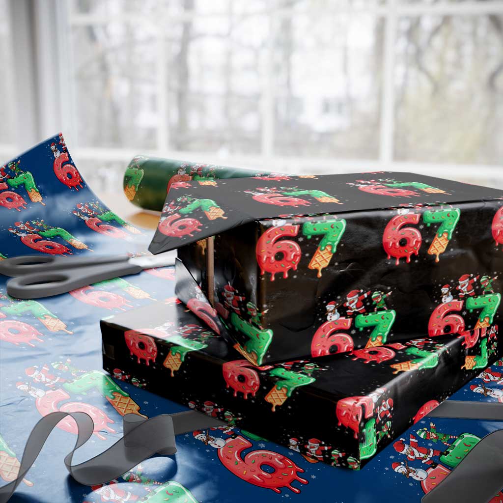 67 Six Seven Christmas Wrapping Paper Roll Funny Dabbing Santa Elf Friends 6 7 Meme Gen Alpha Slang - Wonder Print Shop
