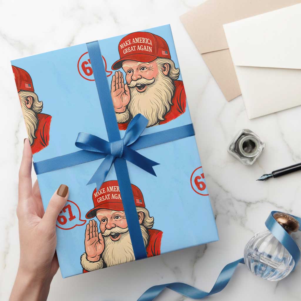 67 Six Seven Christmas Wrapping Paper Roll Santa MAGA Hat Xmas - Wonder Print Shop
