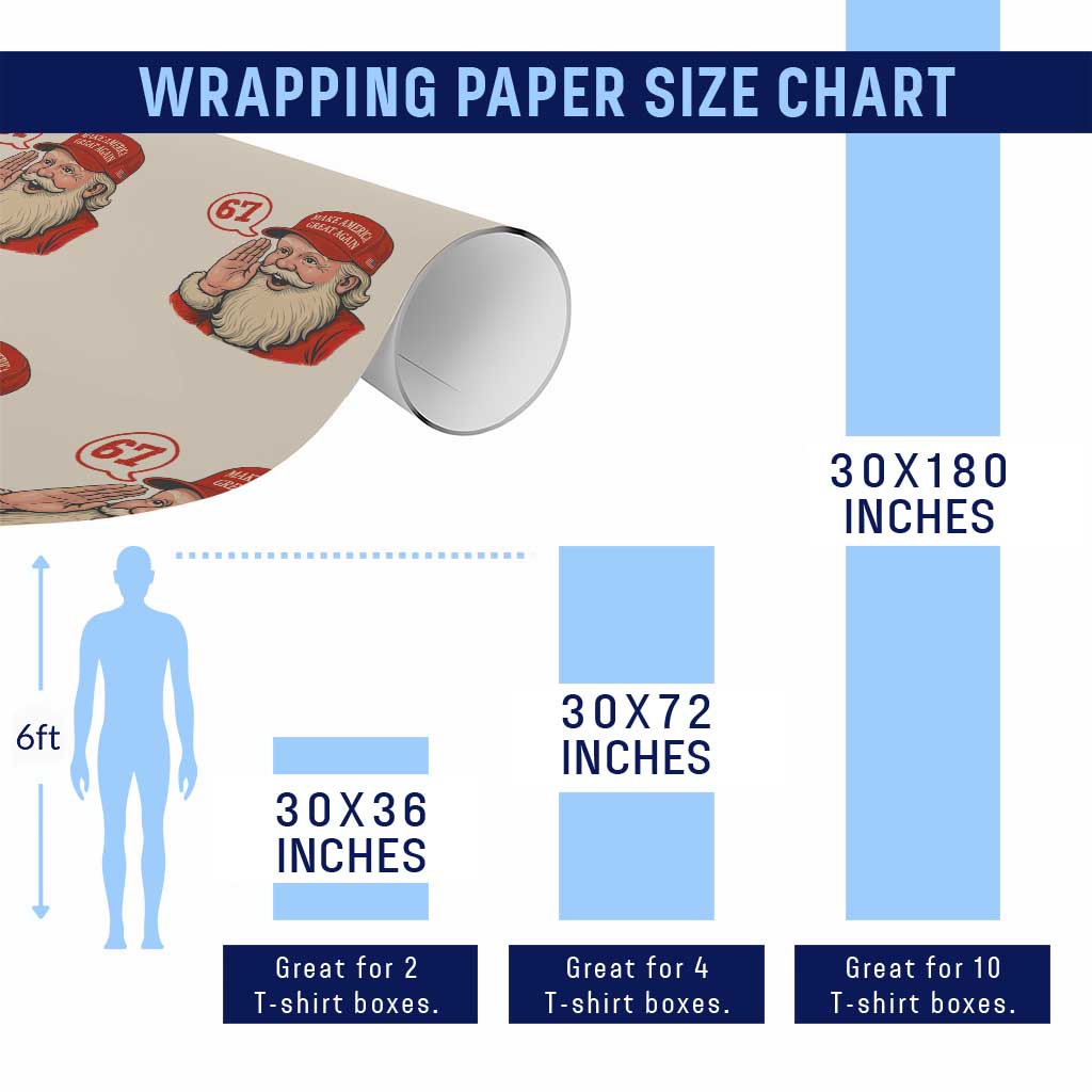 67 Six Seven Christmas Wrapping Paper Roll Santa MAGA Hat Xmas - Wonder Print Shop