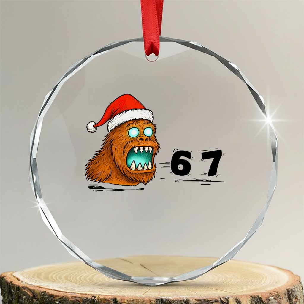 67 Six Seven Crystal Glass Ornament Funny Bigfoot Christmas - Wonder Print Shop