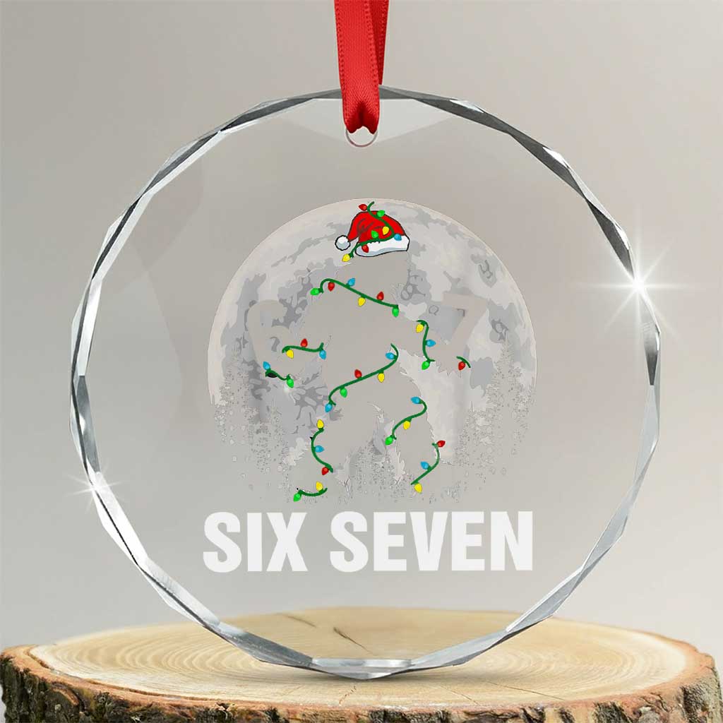 67 Six Seven Crystal Glass Ornament Funny Bigfoot Christmas Sasquatch Moon - Wonder Print Shop