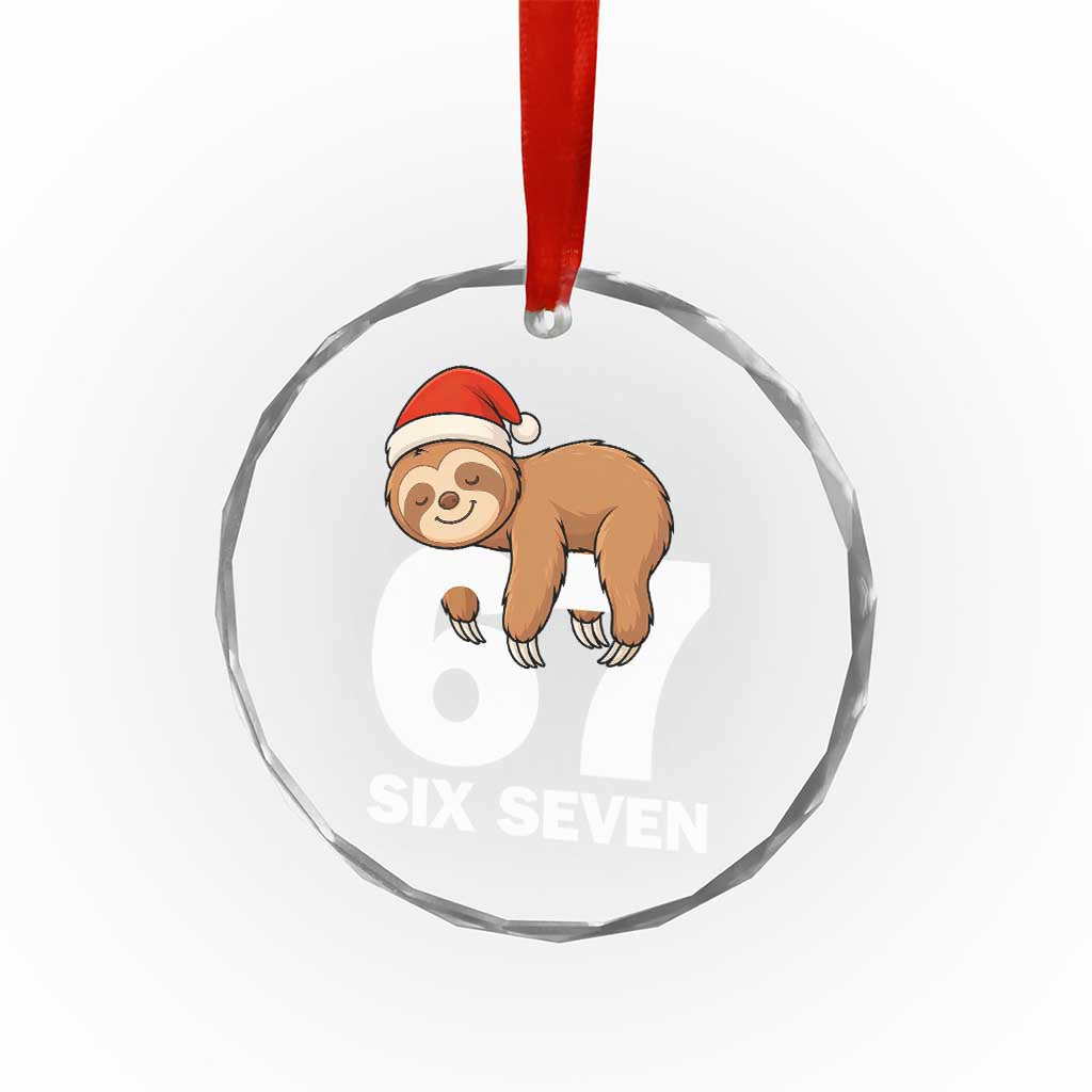 67 Six Seven Crystal Glass Ornament Funny Sloth Christmas - Wonder Print Shop