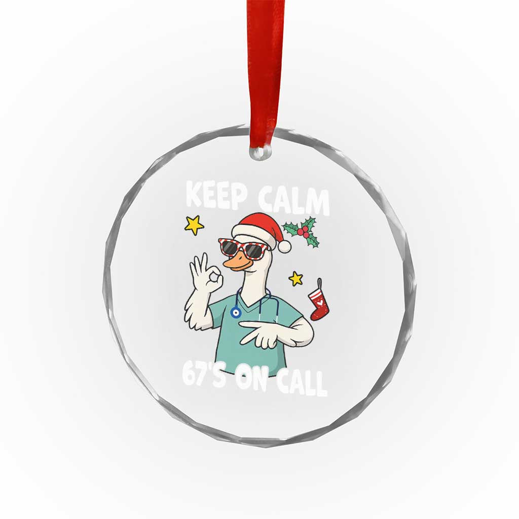 67 Six Seven Goose Nurse Christmas Meme Crystal Glass Ornament - Wonder Print Shop