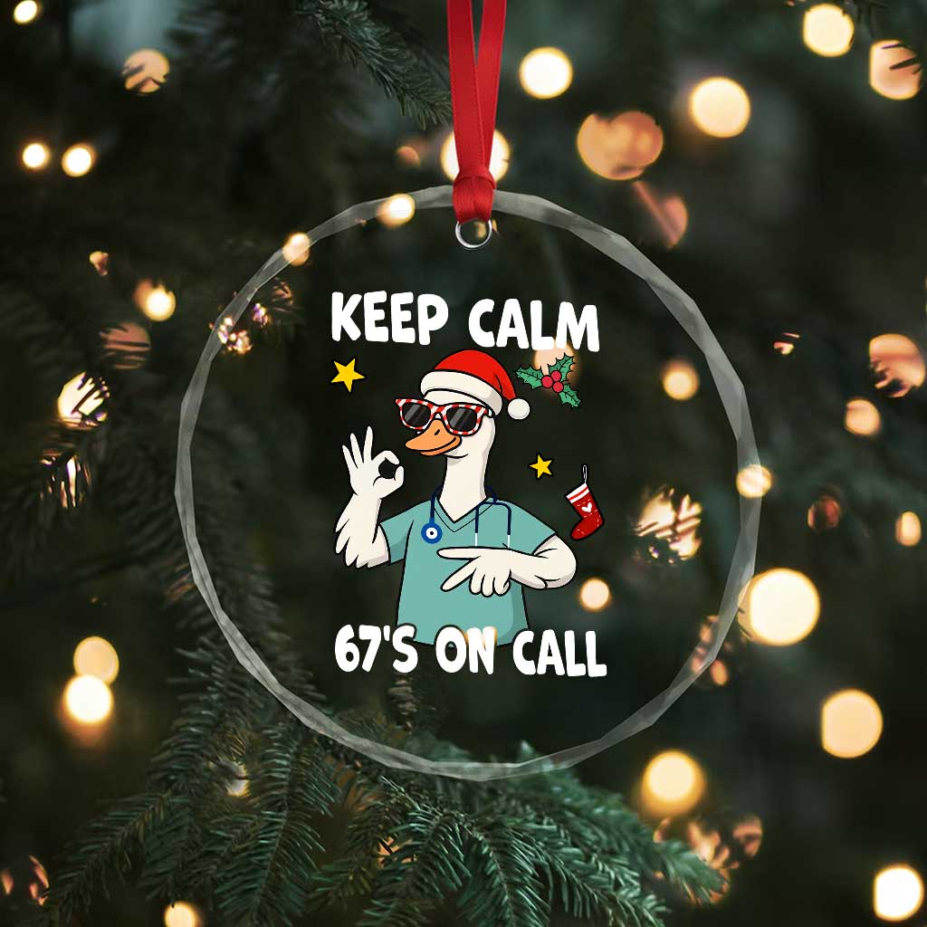 67 Six Seven Goose Nurse Christmas Meme Crystal Glass Ornament - Wonder Print Shop