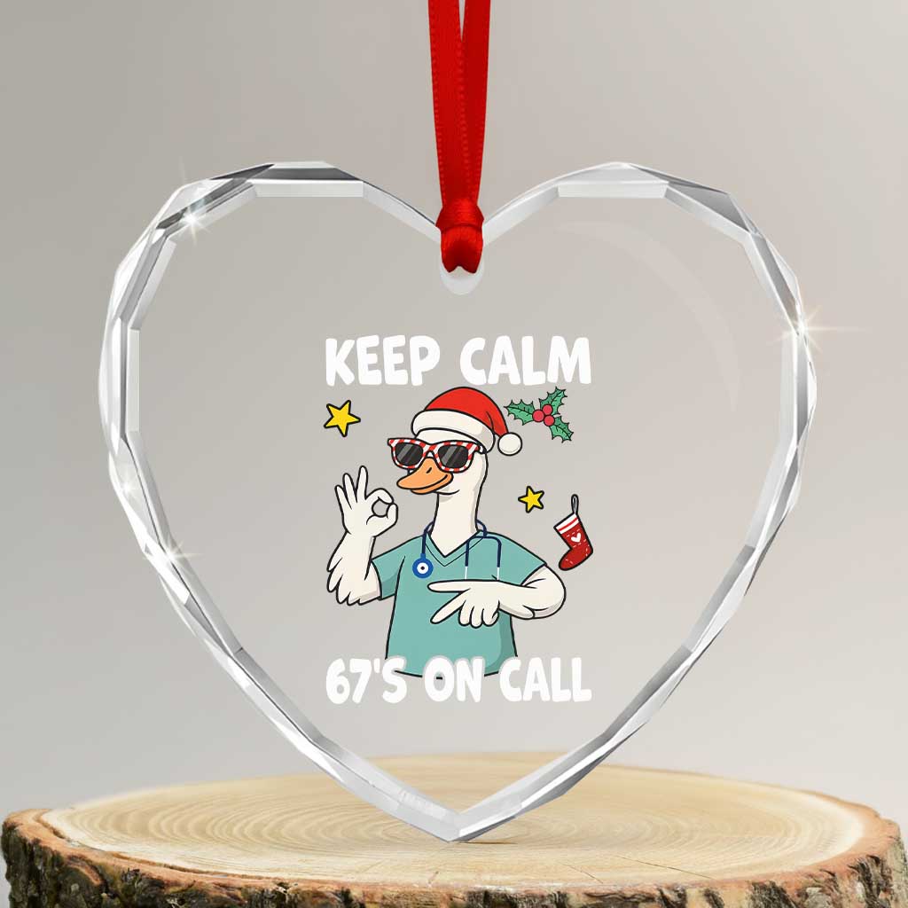 67 Six Seven Goose Nurse Christmas Meme Heart Crystal Glass Ornament - Wonder Print Shop