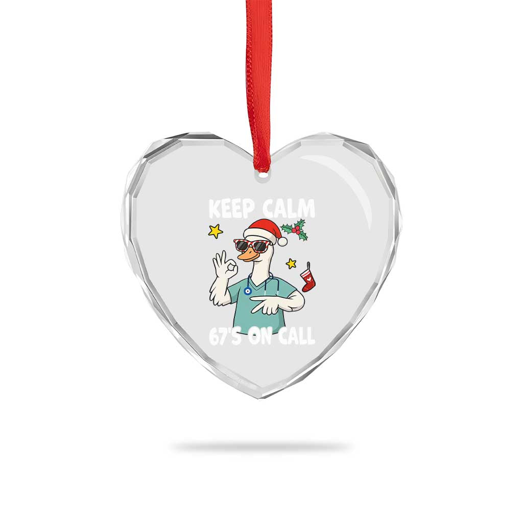 67 Six Seven Goose Nurse Christmas Meme Heart Crystal Glass Ornament - Wonder Print Shop