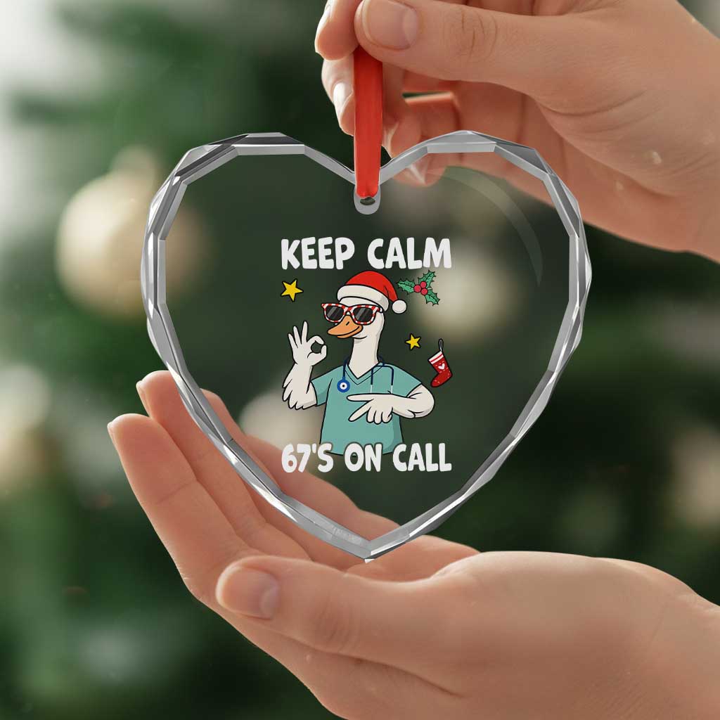 67 Six Seven Goose Nurse Christmas Meme Heart Crystal Glass Ornament - Wonder Print Shop