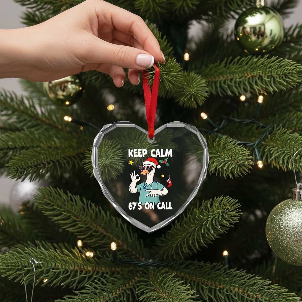 67 Six Seven Goose Nurse Christmas Meme Heart Crystal Glass Ornament - Wonder Print Shop