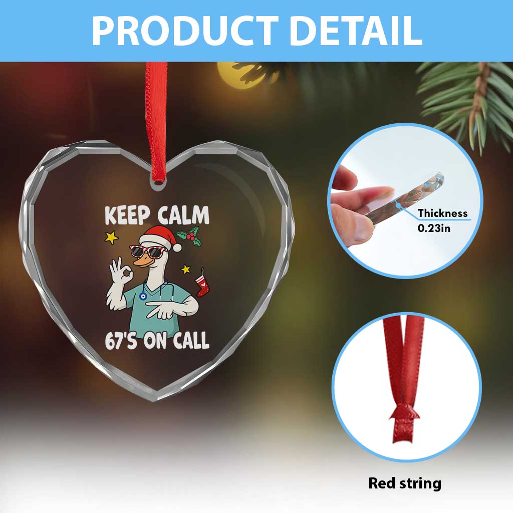 67 Six Seven Goose Nurse Christmas Meme Heart Crystal Glass Ornament - Wonder Print Shop