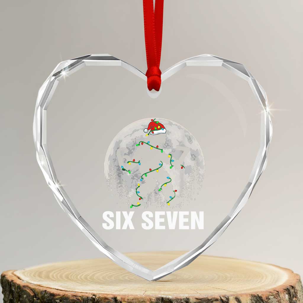 67 Six Seven Heart Crystal Glass Ornament Funny Bigfoot Christmas Sasquatch Moon - Wonder Print Shop
