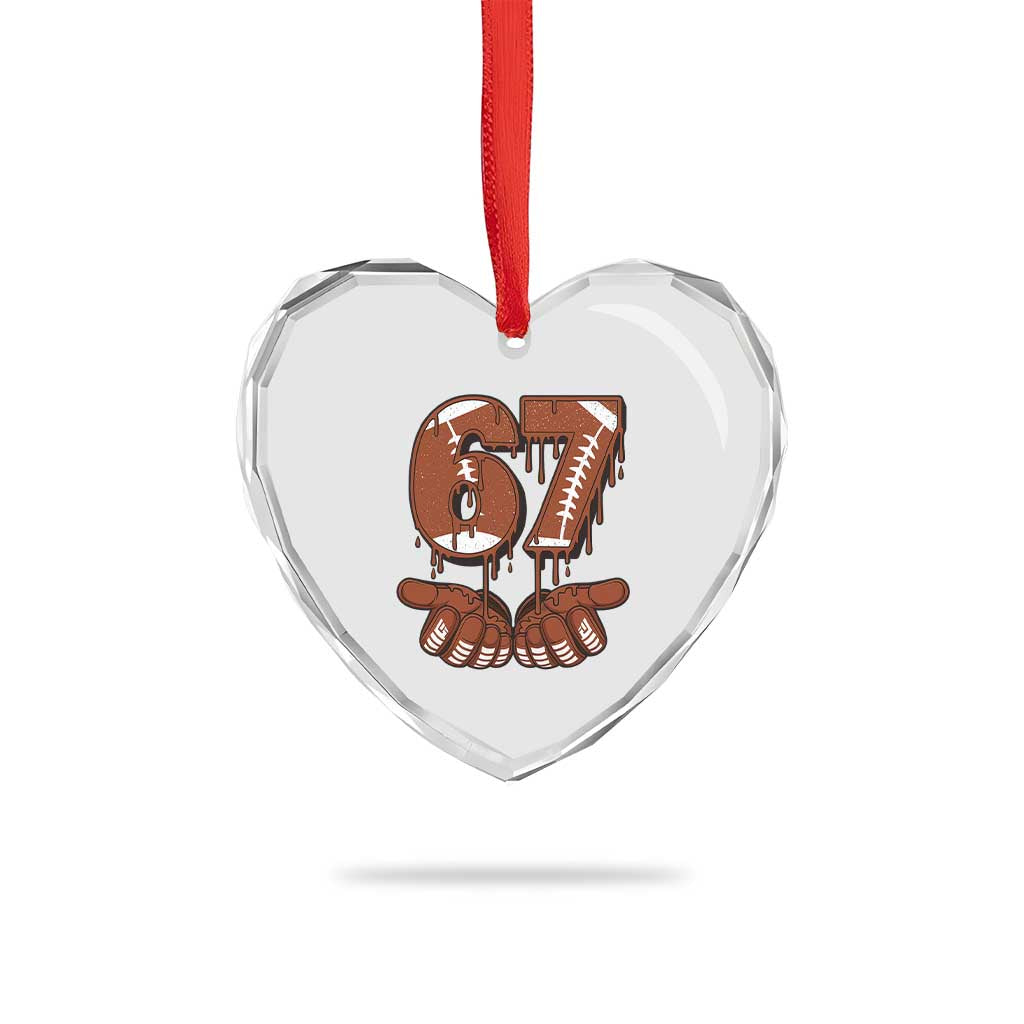 67 Six Seven Heart Crystal Glass Ornament Funny Football Meme - Wonder Print Shop