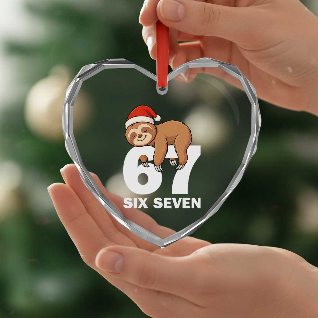 67 Six Seven Heart Crystal Glass Ornament Funny Sloth Christmas - Wonder Print Shop