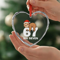 67 Six Seven Heart Crystal Glass Ornament Funny Sloth Christmas - Wonder Print Shop
