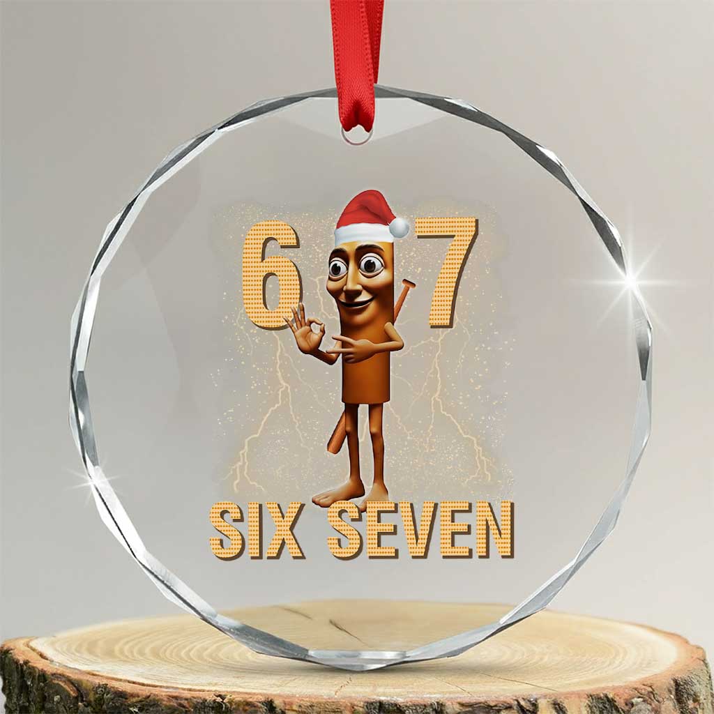 67 Six Seven Italian Brainrot Meme Crystal Glass Ornament Funny Tung Tung Tung Sahur Christmas - Wonder Print Shop