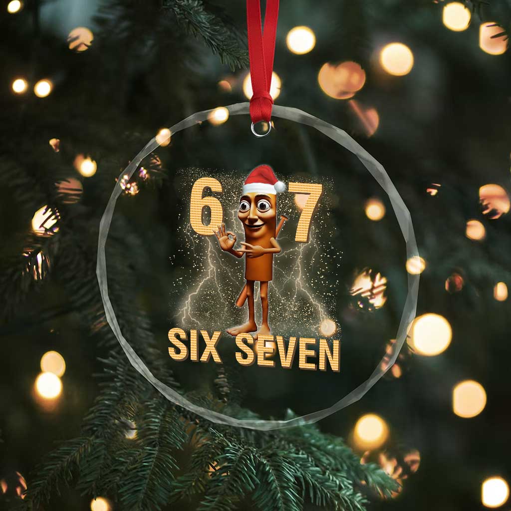 67 Six Seven Italian Brainrot Meme Crystal Glass Ornament Funny Tung Tung Tung Sahur Christmas - Wonder Print Shop