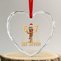 67 Six Seven Italian Brainrot Meme Heart Crystal Glass Ornament Funny Tung Tung Tung Sahur Christmas - Wonder Print Shop
