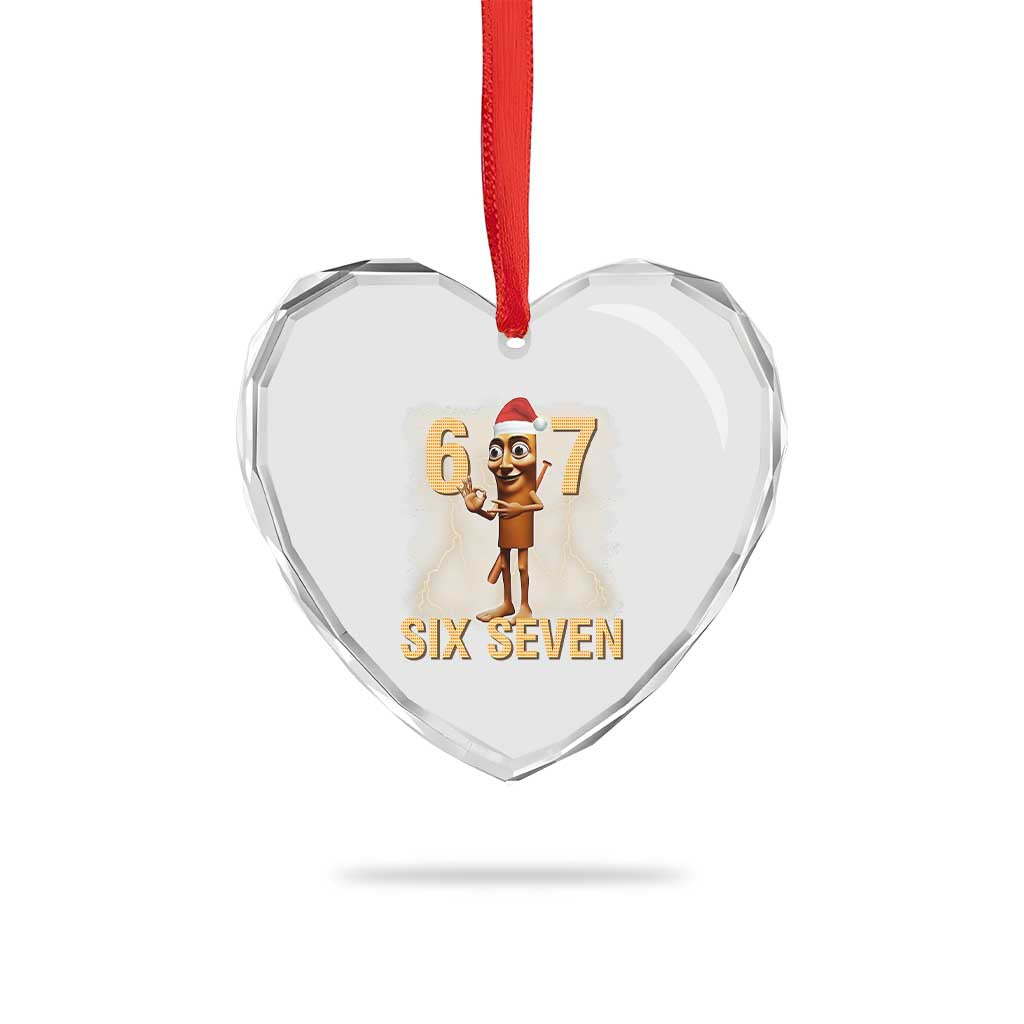 67 Six Seven Italian Brainrot Meme Heart Crystal Glass Ornament Funny Tung Tung Tung Sahur Christmas - Wonder Print Shop