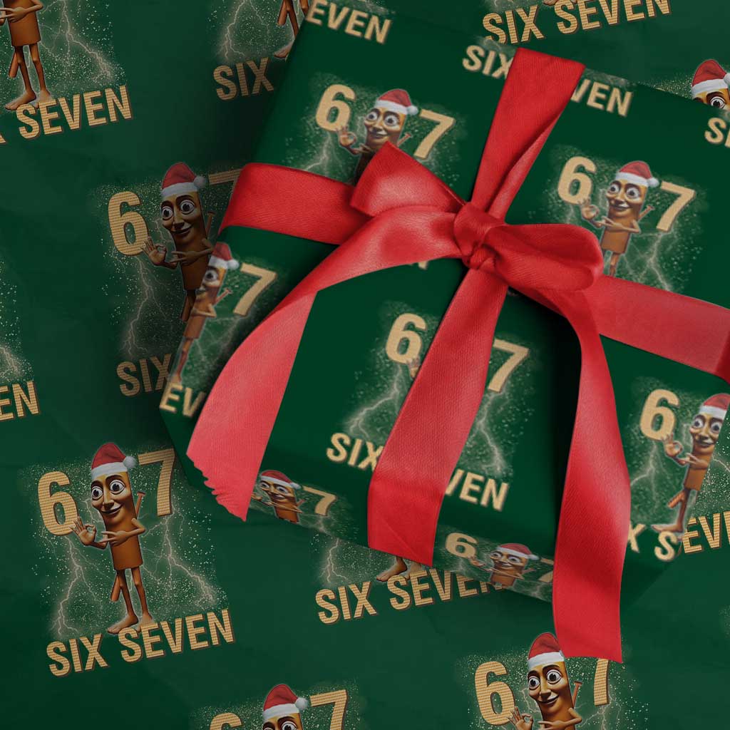 67 Six Seven Italian Brainrot Meme Wrapping Paper Roll Funny Tung Tung Tung Sahur Christmas - Wonder Print Shop