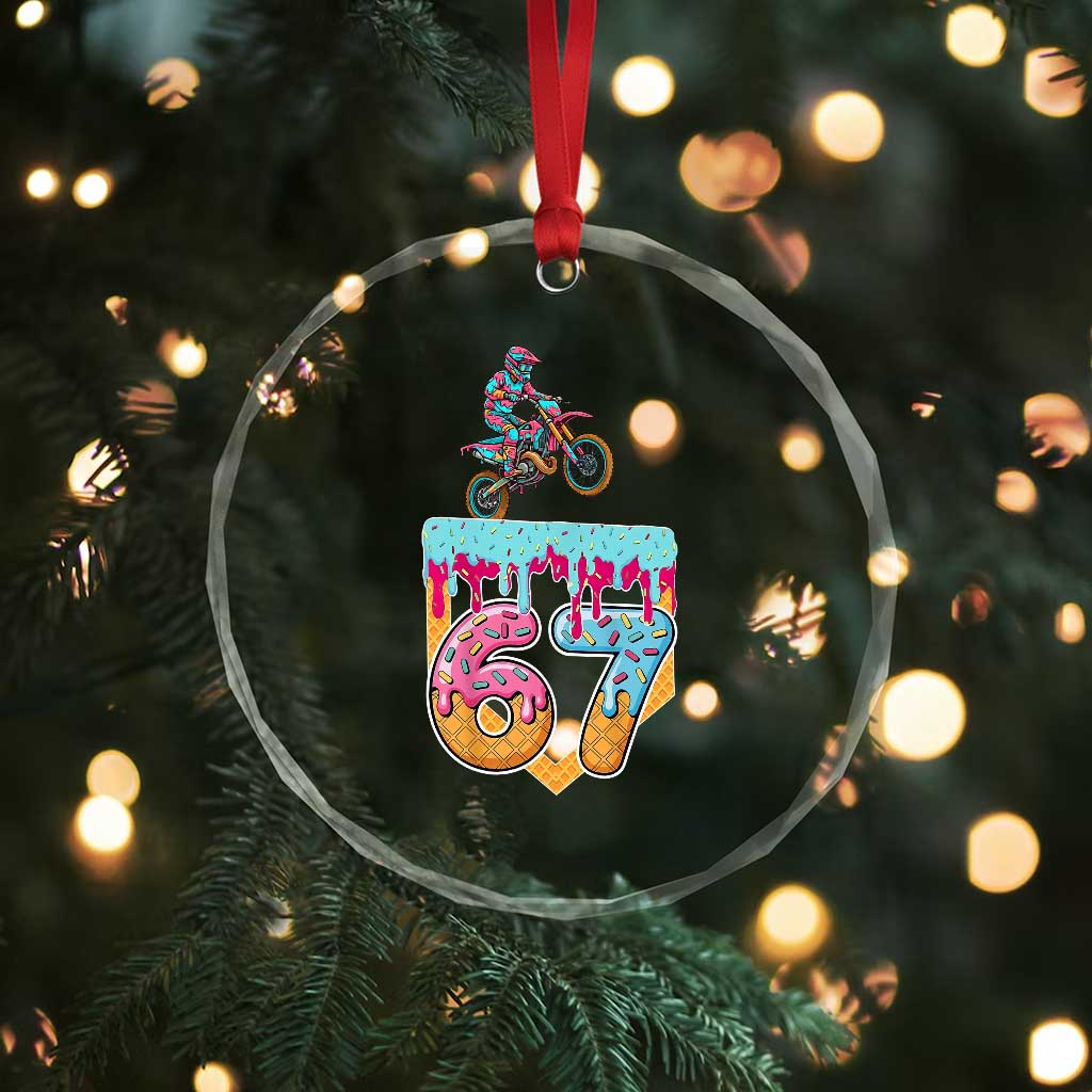 67 Six Seven Meme Crystal Glass Ornament Funny Dirt Bike Motocross Ice Cream Drip - Wonder Print Shop