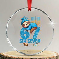 67 Six Seven Meme Crystal Glass Ornament Funny Hanukkah Sloth - Wonder Print Shop
