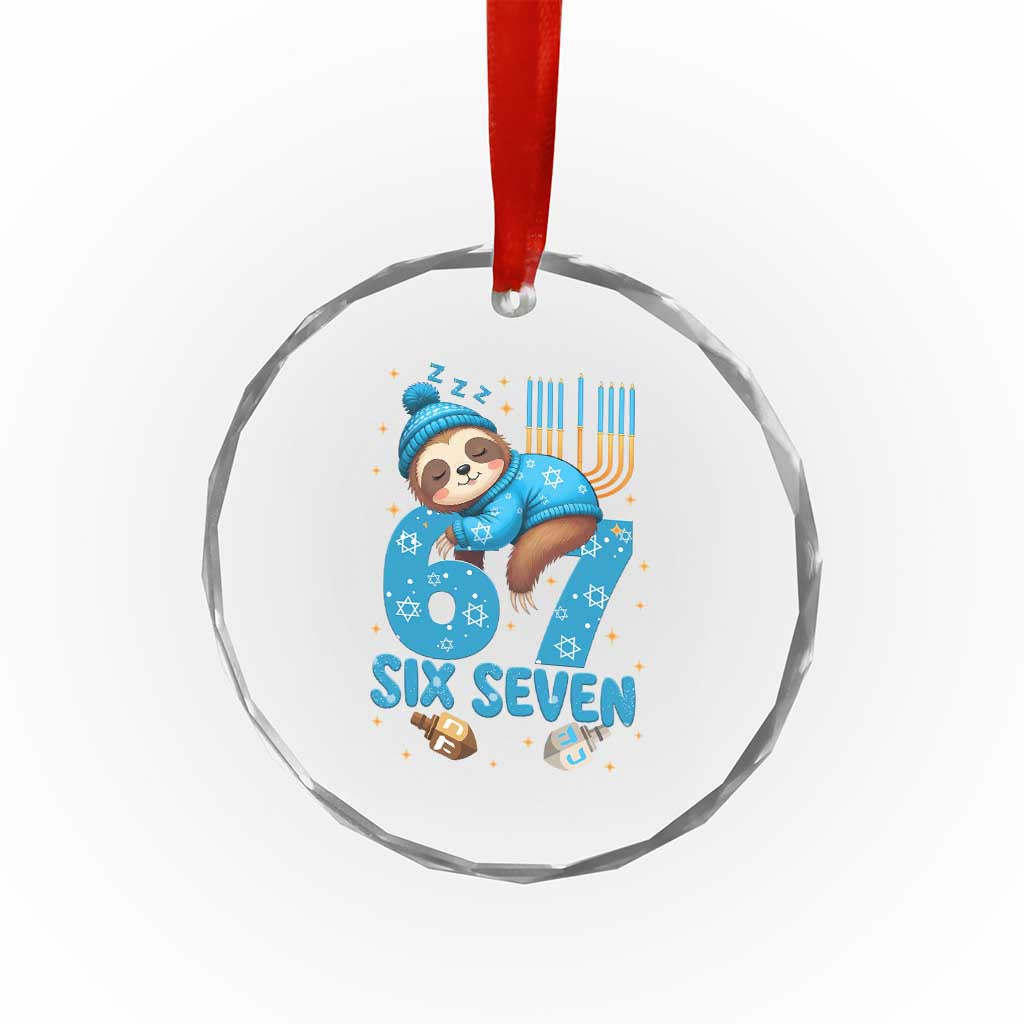 67 Six Seven Meme Crystal Glass Ornament Funny Hanukkah Sloth - Wonder Print Shop
