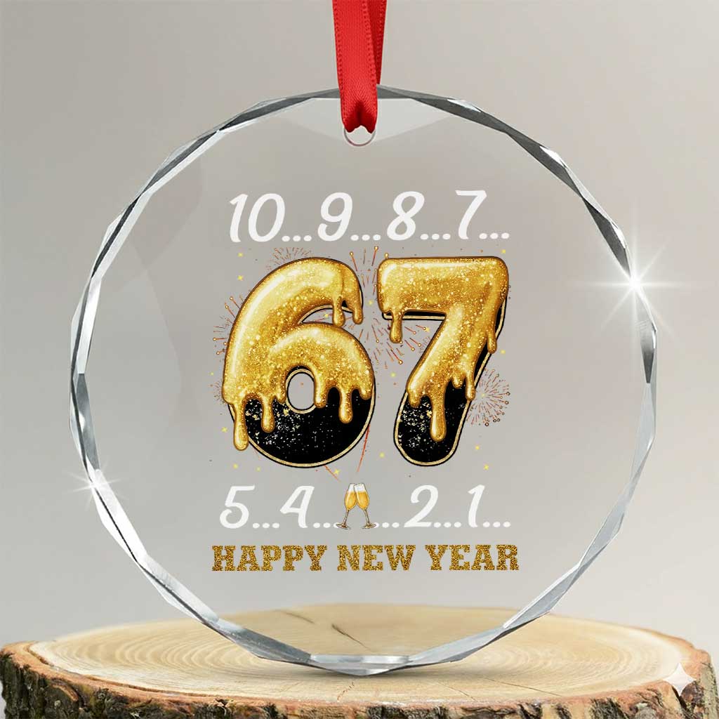 67 Six Seven Meme Crystal Glass Ornament Happy New Year 2026 - Wonder Print Shop