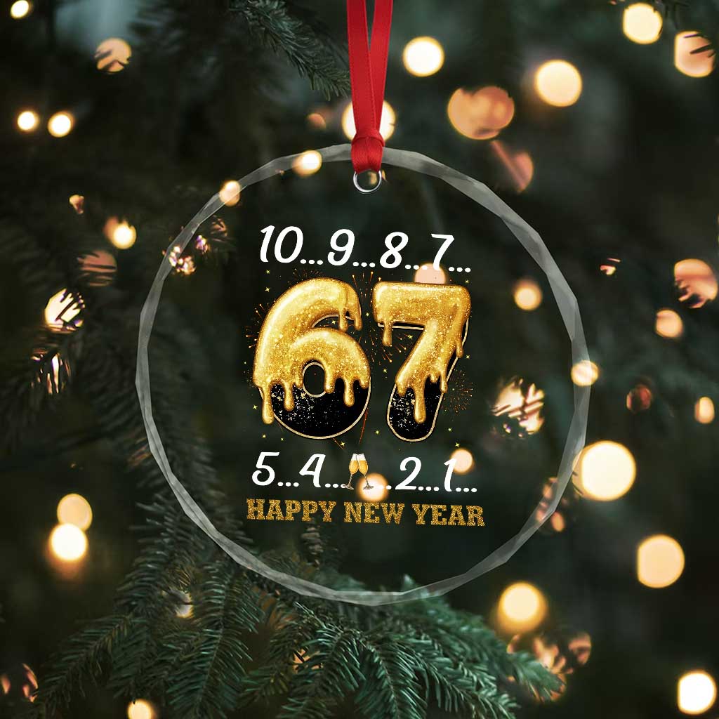 67 Six Seven Meme Crystal Glass Ornament Happy New Year 2026 - Wonder Print Shop