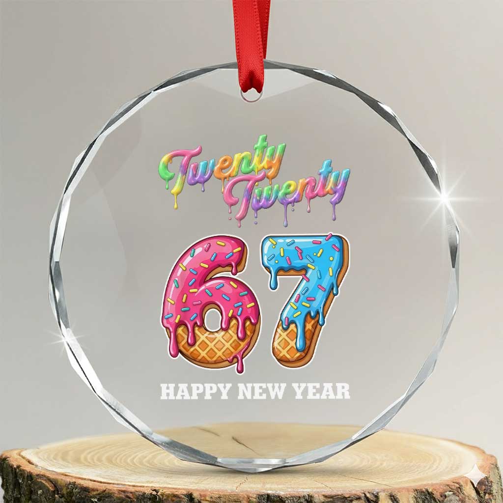 67 Six Seven Meme Crystal Glass Ornament New Year 2026 Ice Cream Drip - Wonder Print Shop