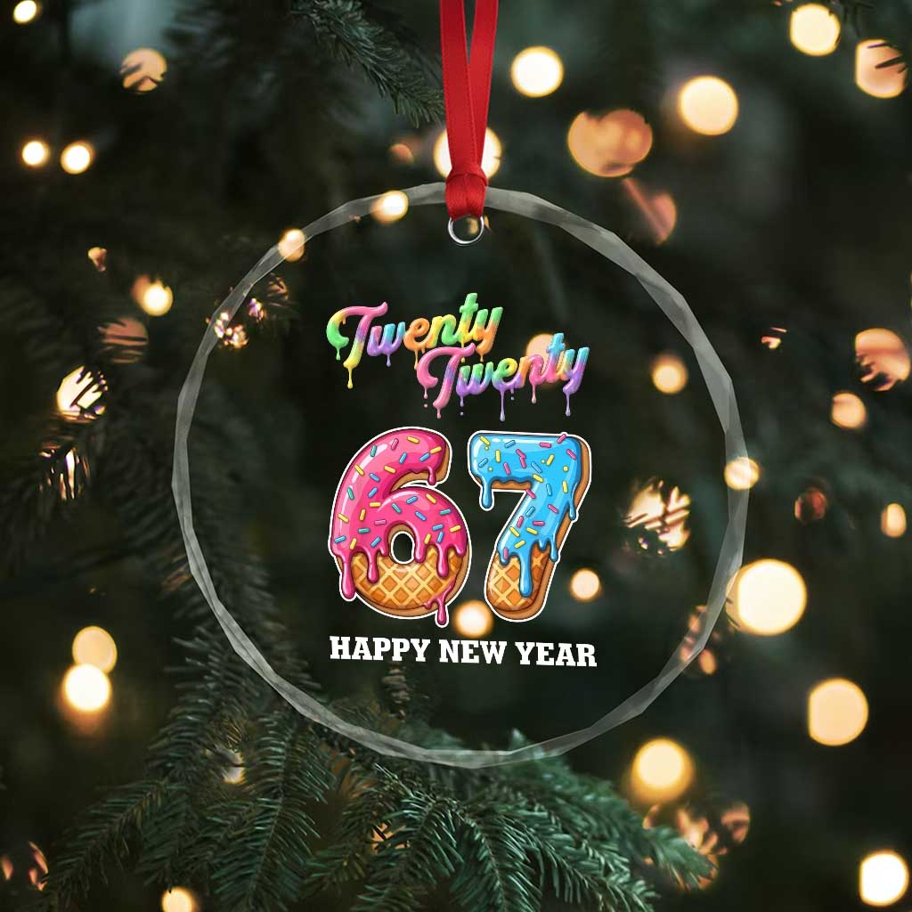 67 Six Seven Meme Crystal Glass Ornament New Year 2026 Ice Cream Drip - Wonder Print Shop