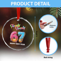 67 Six Seven Meme Crystal Glass Ornament New Year 2026 Ice Cream Drip - Wonder Print Shop