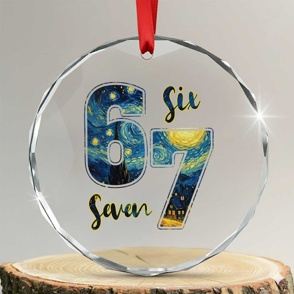 67 Six Seven Meme Crystal Glass Ornament Starry Night Van Gogh - Wonder Print Shop