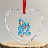 67 Six Seven Meme Heart Crystal Glass Ornament Funny Hanukkah Sloth - Wonder Print Shop