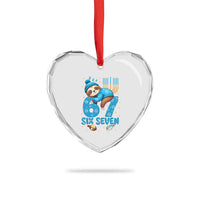 67 Six Seven Meme Heart Crystal Glass Ornament Funny Hanukkah Sloth - Wonder Print Shop