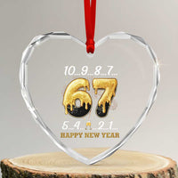 67 Six Seven Meme Heart Crystal Glass Ornament Happy New Year 2026 - Wonder Print Shop