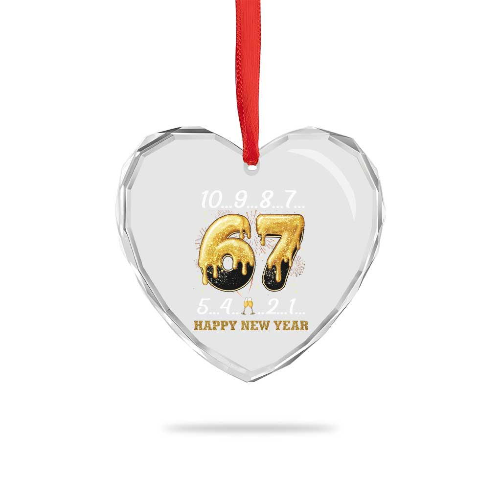 67 Six Seven Meme Heart Crystal Glass Ornament Happy New Year 2026 - Wonder Print Shop