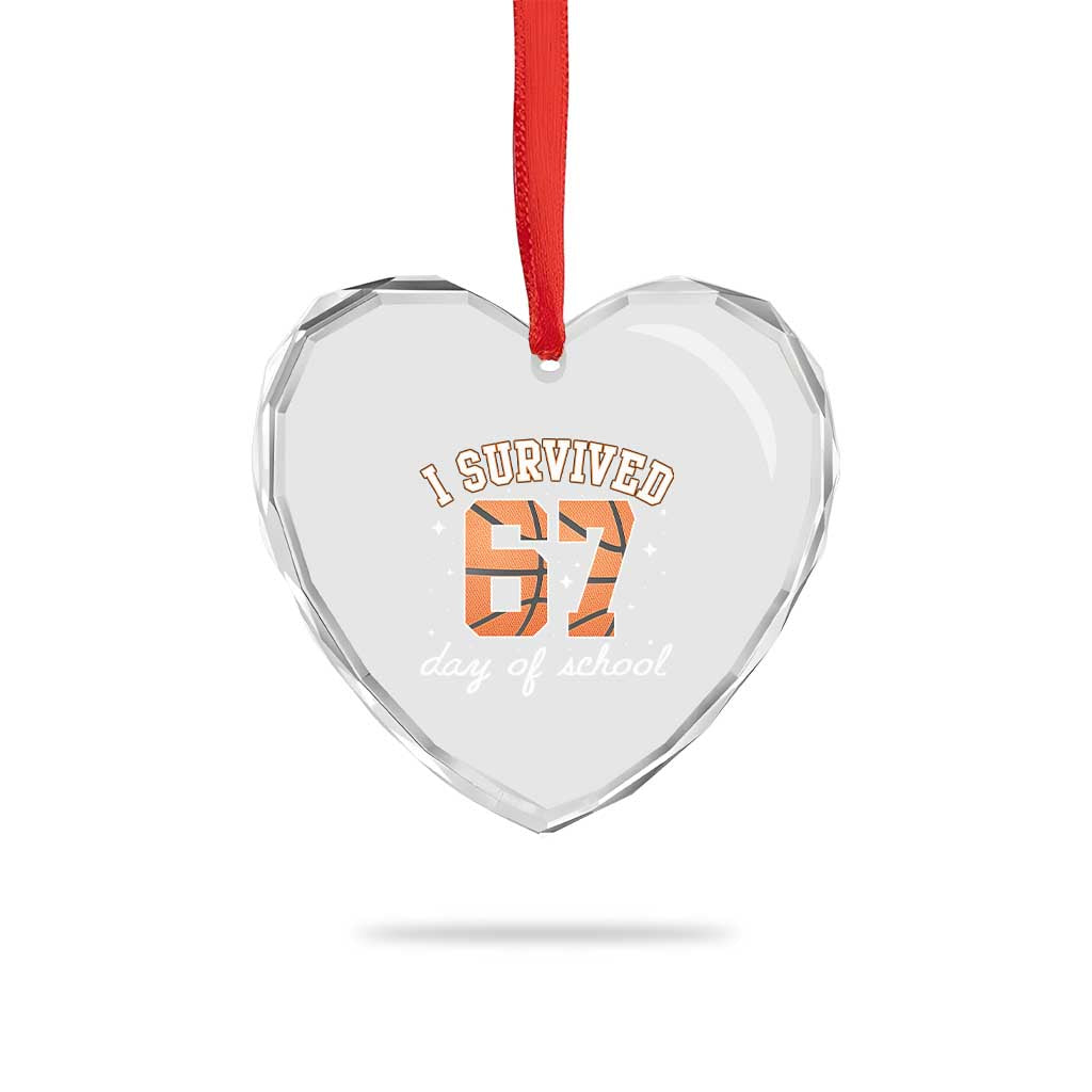 67 Six Seven Meme Heart Crystal Glass Ornament I Survived Days Of School - Wonder Print Shop