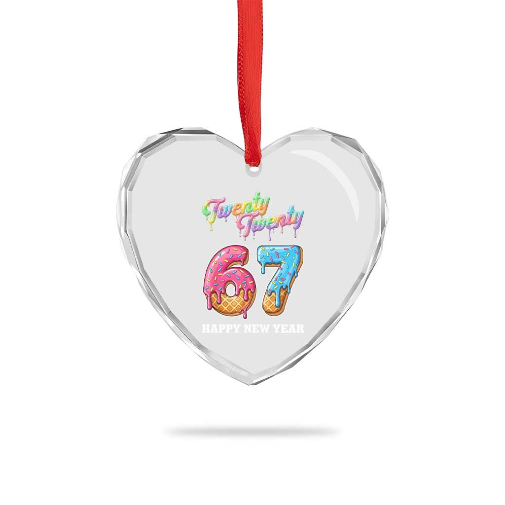 67 Six Seven Meme Heart Crystal Glass Ornament New Year 2026 Ice Cream Drip - Wonder Print Shop