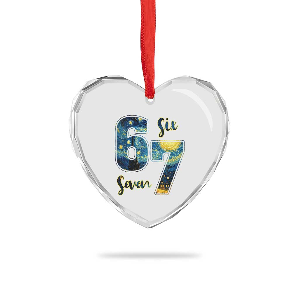 67 Six Seven Meme Heart Crystal Glass Ornament Starry Night Van Gogh - Wonder Print Shop