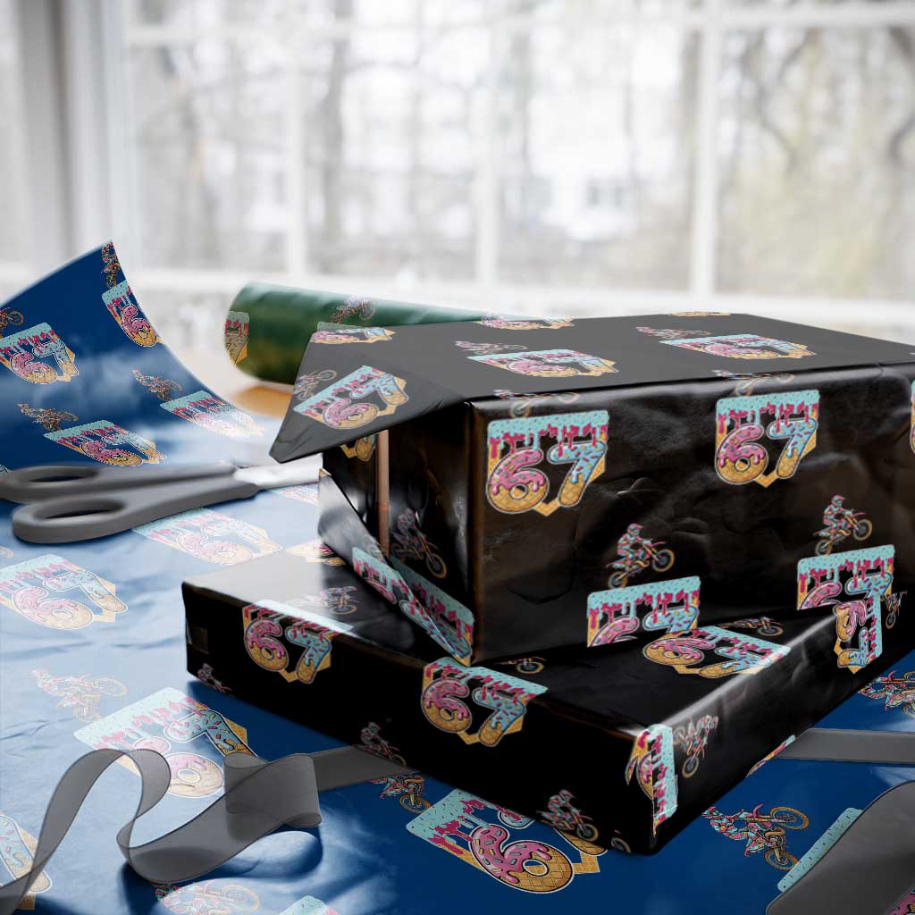67 Six Seven Meme Wrapping Paper Roll Funny Dirt Bike Motocross Ice Cream Drip - Wonder Print Shop