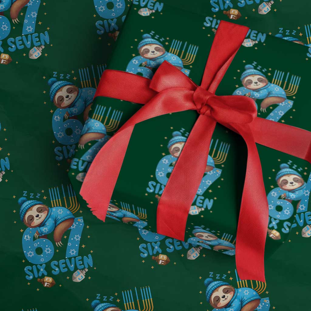 67 Six Seven Meme Wrapping Paper Roll Funny Hanukkah Sloth - Wonder Print Shop