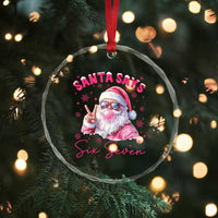 67 Six Seven Pink Santa Christmas Meme Crystal Glass Ornament - Wonder Print Shop