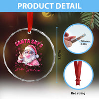 67 Six Seven Pink Santa Christmas Meme Crystal Glass Ornament - Wonder Print Shop