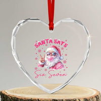 67 Six Seven Pink Santa Christmas Meme Heart Crystal Glass Ornament - Wonder Print Shop